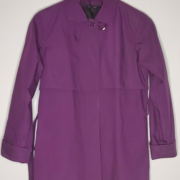 Grape Purple London Fog Single Breasted Trench Coat - Picture 13 of 15